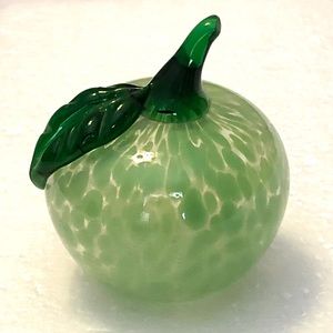 Green Hand Blown Crystal Glass Decor Apple